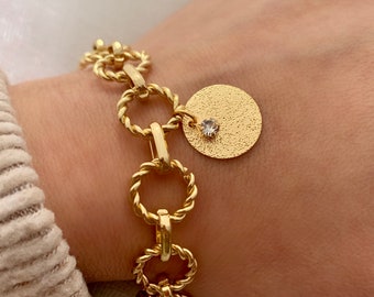 Bracelet doré maillons ronds en laiton plaqué or 24K - bijou pour femme