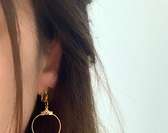 Boucles d’oreilles créoles en acier inoxydable avec perles - fait main - bijou
