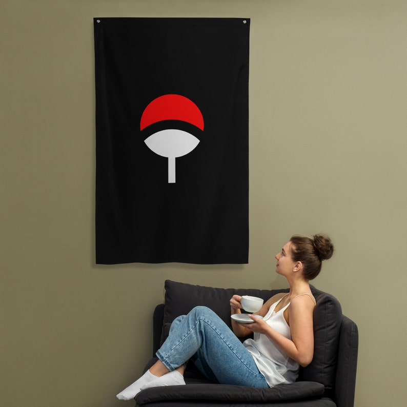 Naruto Uchiha Clan Anime Flag Banner Vertical Etsy