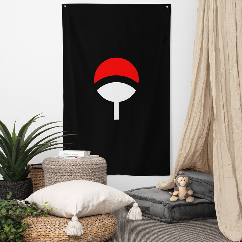 Naruto Uchiha Clan Anime Flag Banner Vertical Etsy