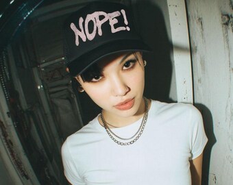 Nope Trucker Hat – Funny Sarcastic Snapback Hat, Minimalist Humor Cap, Gen Z Burnout Streetwear Hat