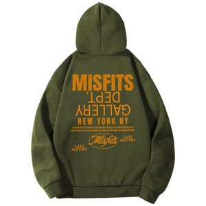 Gildan 18500 Hoodie with Misfits Dept Gallery Print on the front and back.