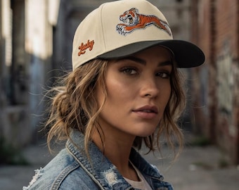 Lucky Tiger Embroidered Trucker Hat – Vintage Streetwear Snapback Hat