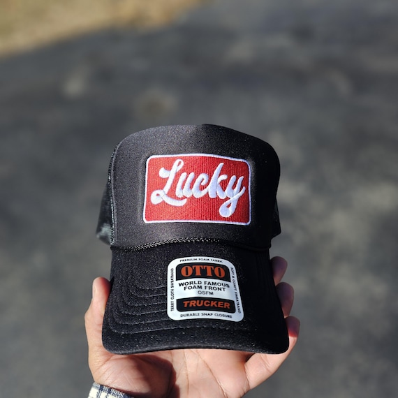 Lucky Trucker Hat, Retro Trucker Hat, Snapback, Snapback Hat, embroidered trucker hat, Womens Trucker Hat, Gift For Mom, Gift For Dad