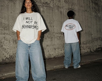 I Will Not Be Brainwashed T-Shirt, Vintage Washed Oversized Graphic Tee, Alternative Statement Shirt