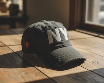 Embroidered NY Dad Hat | Distressed Cotton Twill Trucker Hat