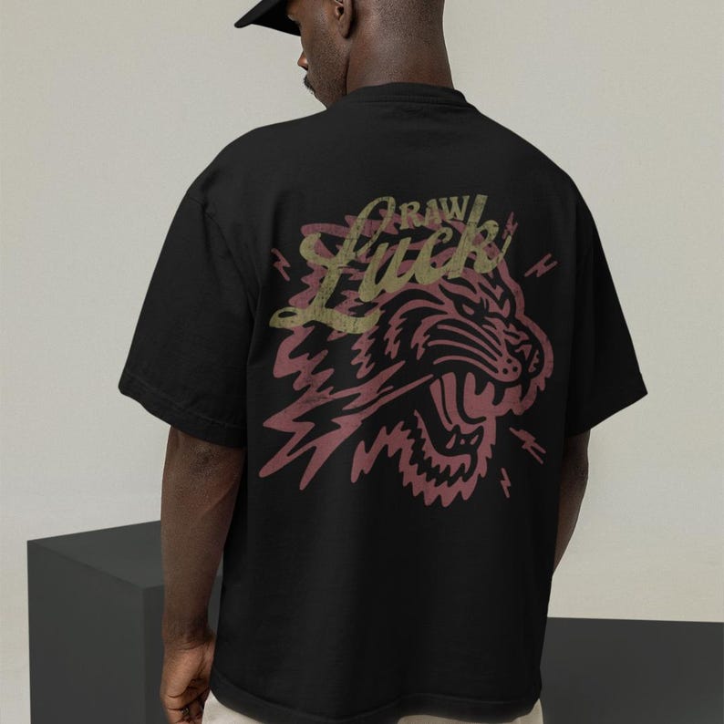 raw luck tiger t shirt vintage streetwear graphic tee