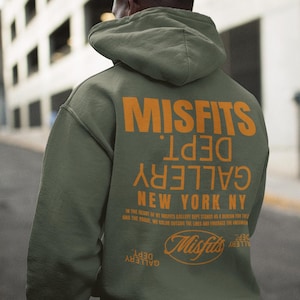 Gildan 18500 Hoodie with Misfits Dept Gallery Print on the front and back.