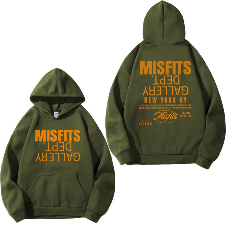 Gildan 18500 Hoodie with Misfits Dept Gallery Print on the front and back.