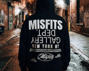 Misfits New York Hoodie – Oversized Streetwear Hoodie | Urban Graphic Hoodie | Retro NYC Style Pullover | Unisex Fleece Hoodie