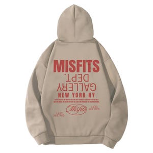 Sand Gildan 18500 Hoodie with Misfits Dept Gallery Print on the front and back.