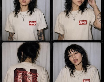 Lucky Tiger Embroidered T Shirt, Comfort Colors Streetwear Tee, Vintage Tiger Shirt, Minimal Embroidered Graphic Tee, Oversized Unisex Shirt