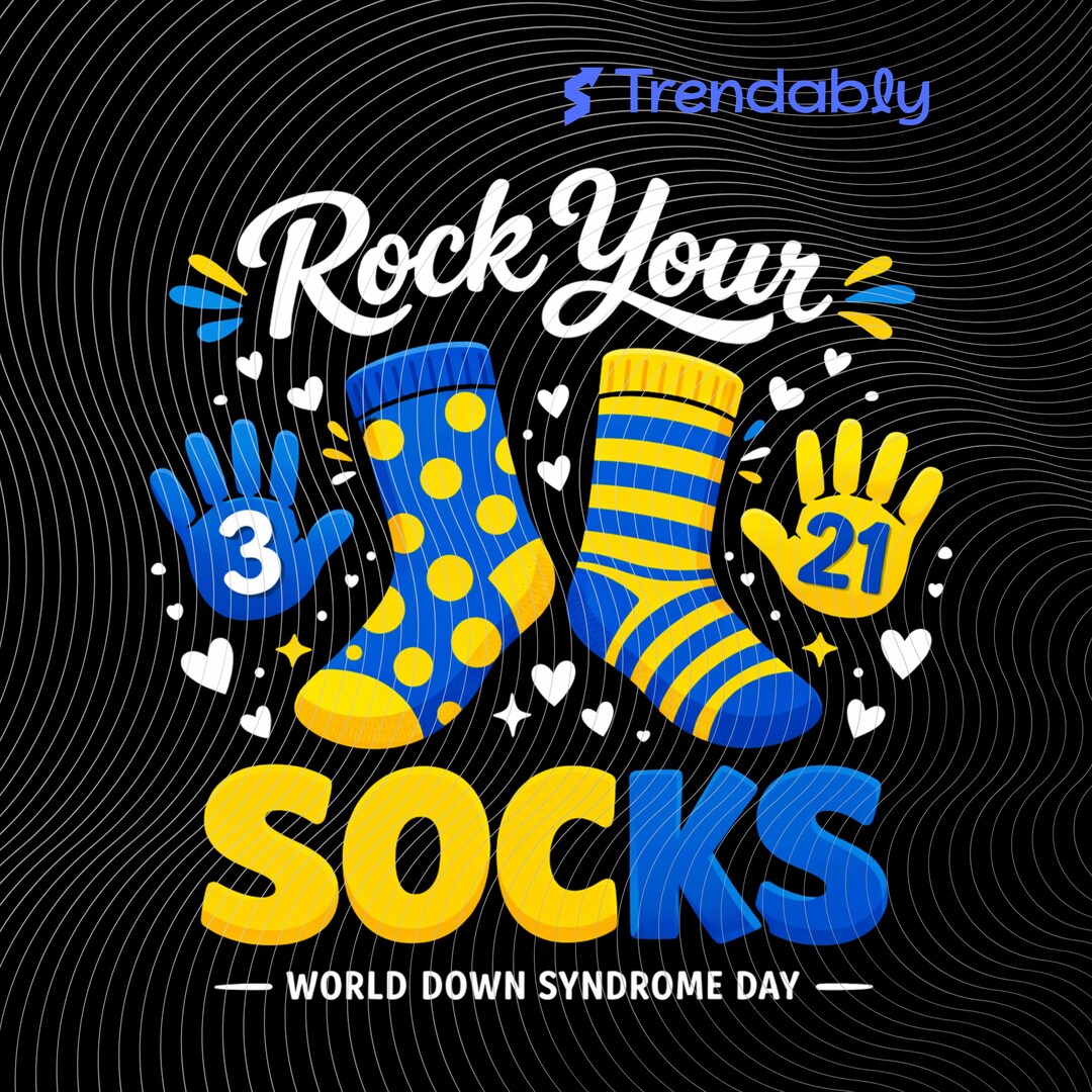 World Down Syndrome Day PNG: Rock Your Socks 3/21 Awareness Quote Retro ...