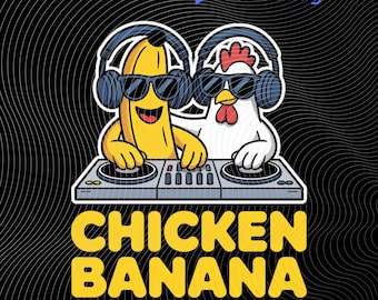 Meme divertido de animales: Pollo, Plátano, DJ PNG: Meme divertido de animales PNG Humor divertido PNG Música Fiesta DJ Clipart (Descarga digital)