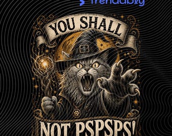 No harás PSPSPS PNG: Divertido meme de gato mago, humor mágico de juego de rol felino, amante de los gatos png (descarga digital)