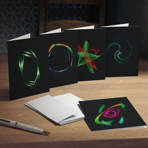Geassorteerde Spirograph-wenskaarten - Lichtschilderende kerstkaarten