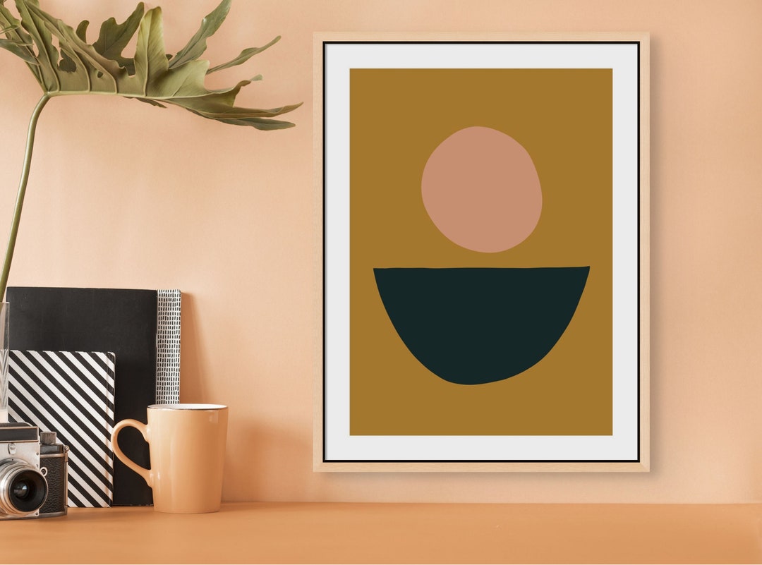 Simple V3, Minimal Shape Digital Download, Yellow Ochre Wall Art Etsy