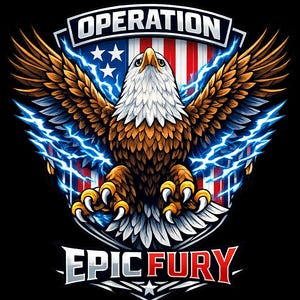 Operation Epic Fury PNG, WW3 png, Patriotic Eagle Shield Sublimation, American Flag Lightning DTF, Tactical Veteran Shirt Design