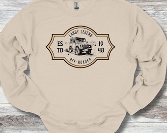Landy Legend Classic Landrover Rundhals-Sweatshirt, OffRoad 4X4 Bekleidung