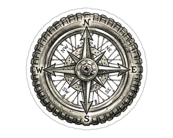 Vintage Kompass Rose Motorrad Aufkleber | ADV Rider Die-Cut Aufkleber (wasserfestes Vinyl)