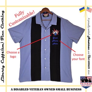 Custom bowling shirts with personalized embroidered logo + name