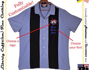 Custom bowling shirts with personalized embroidered logo + name