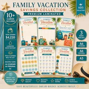 Family Vacation Savings Challenge | Vacation Fund | Cash Stuffing Challenge | Laminated Savings Tracker | Budget Binder Insert