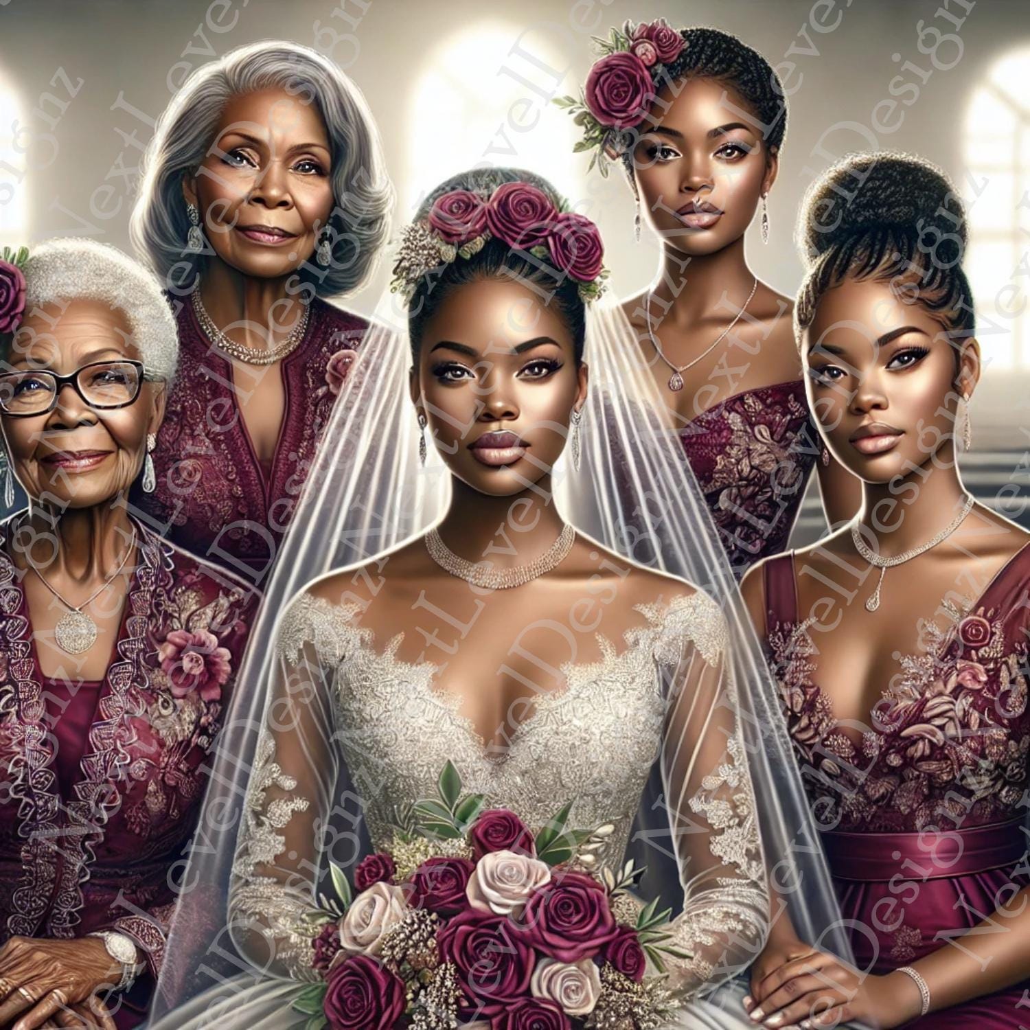 Generational Elegance: A Timeless Wedding Moment (Burgundy and Gray)