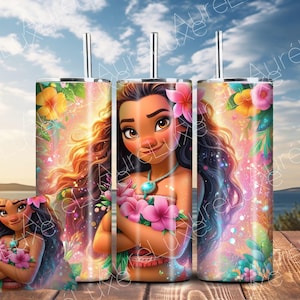 Moana Tumbler & 12x12 Pillow Set – Kids Gift, Disney Birthday Decor