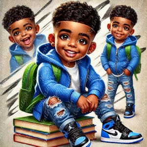 Boy with Backpack.  Back to School Instant Download