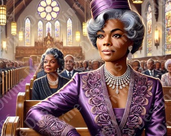 Elegante Afro-Amerikaanse First Lady Church Portrait Art Print (digitale download)