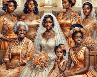 Generational Elegance: A Timeless Wedding Moment (Orange and Beige)