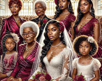 Generational Elegance: A Timeless Wedding Moment(Cranberry and Black)