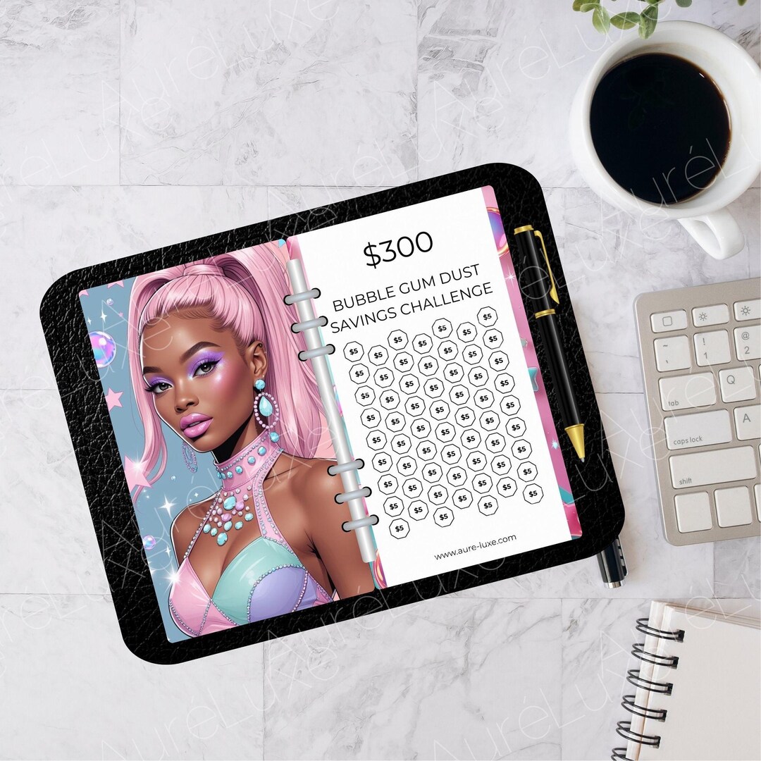 Bubble Gum Dust Savings Challenge: A6 Cash Envelope Budget Tracker - Etsy