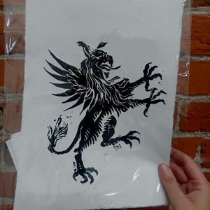 Gryfon Woodcut Print