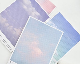 Bloc de notas de estudio B5 de 120 g/m² de primera calidad, bonito bloc de notas con diseño de cielo y nubes, doble cara, 50 unidades