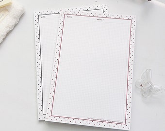 Bloc de notas de estudio B5 de 120 g/m² de primera calidad, bonito bloc de notas, cuadrícula de puntos rojos, lista de tareas pendientes, doble cara, 50 unidades