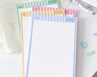 Bloc de notas de estudio B5 de 120 g/m² de primera calidad, lindo bloc de notas, papel de notas con cuadrícula de caras felices, doble cara, 50 unidades