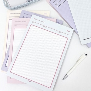 120 GSM Premium B5 Study Memo Pad | Cute Note Pad | Half/Half Color Grid To Do List - Double Sided/50P