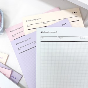 120 GSM Premium B5 Study Memo Pad | Cute Note Pad | Solid Color Grid To Do List - Double Sided/50P