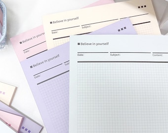 Bloc de notas de estudio B5 de 120 g/m² de primera calidad, bonito bloc de notas, cuadrícula de color sólido, lista de tareas pendientes, doble cara, 50 unidades