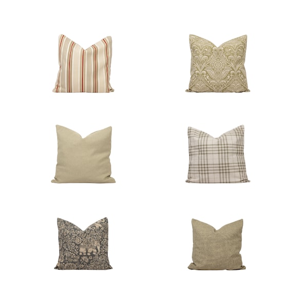 Gray Pillow Cases, Tan Pillow Cover, Damask Cushion Cover, Plaid Pillowcase, Striped Pillowcase, Grey Elephant Pillowcases