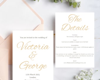 Digital Download A5 Minimalist Wedding Invitations, Party Invitations, Save the Date, Menu, RSVP