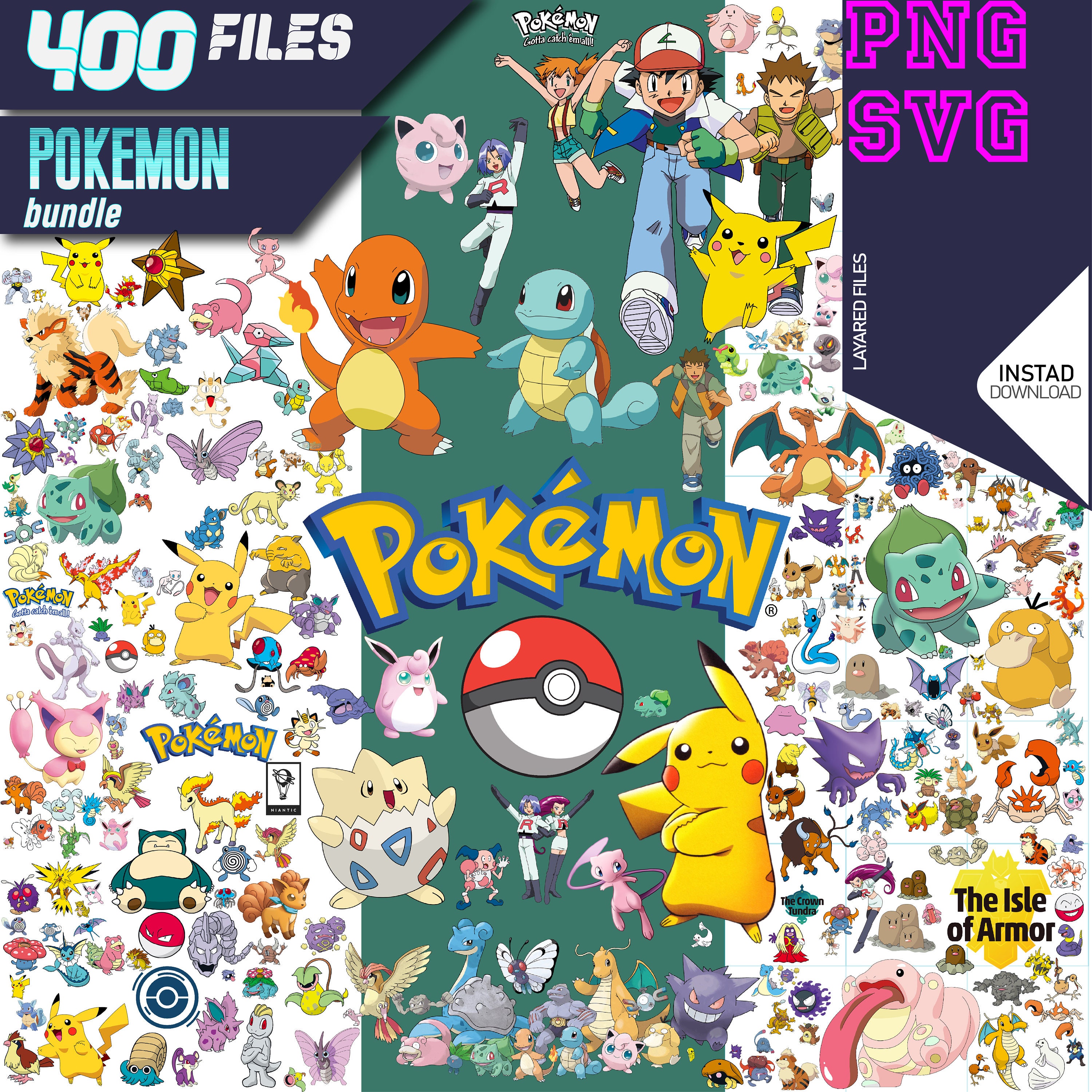 Buy 40 Pokemon Clip Art Svg Pokemon Printable Cut Files Instant Online in  India 