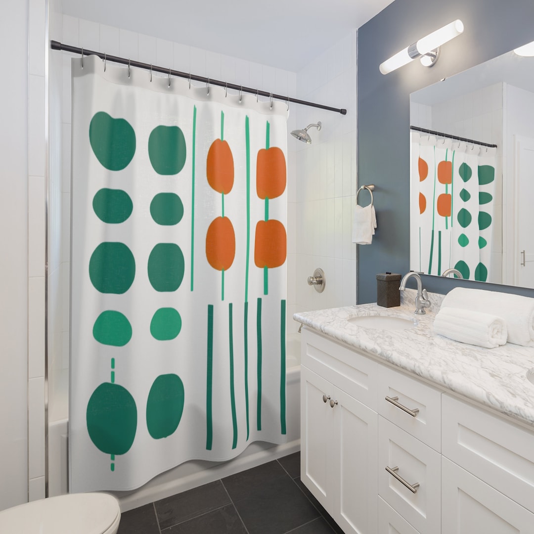 Orange And Green Shower Curtain
