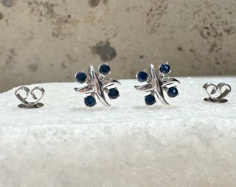 Echte saffieroorbellen / 14k massief witgoud