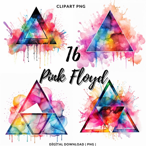 Pink Floyd Watercolor Clipart PNG , Triangle Rainbow Pink Floyd , Music Pink Floyd , Instant Download, Commercial Use , Painting Png