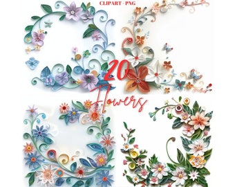Realistic Floral Clipart: 20 Flower PNG Bundle (Digital Download)