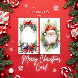 クリスマス カード PNG、メリー クリスマス 印刷可能なグリーティング カード、17 枚のクリスマス ポストカード、デジタル クラフト カード、ノエル グリーティング カード、商用利用