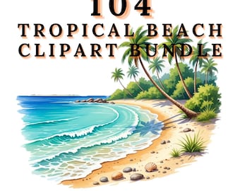 Tropisch strand PNG-bundel, 104 Sunset Beach-clipart, transparante achtergrond, Instant Download
